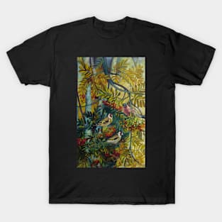 Goldfinches in the sorb-tree "sorbus aucuparia " T-Shirt